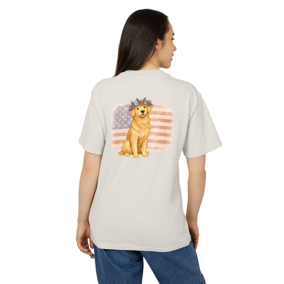 Premium Heavy Faded Tee - Golden Flower Crown