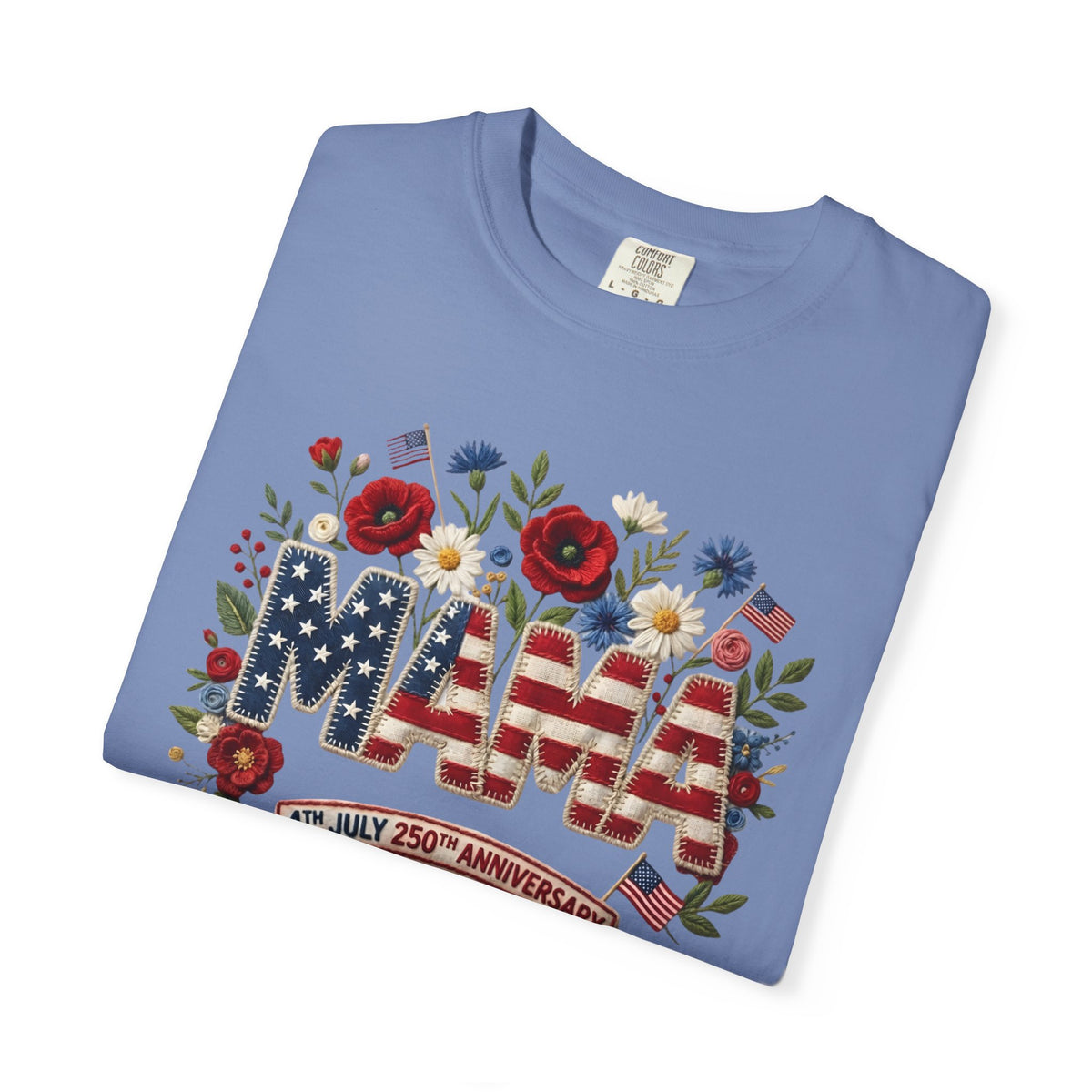 Mama Floral American Flag T-Shirt — Patriotic Mama Gift for Mother’s Day