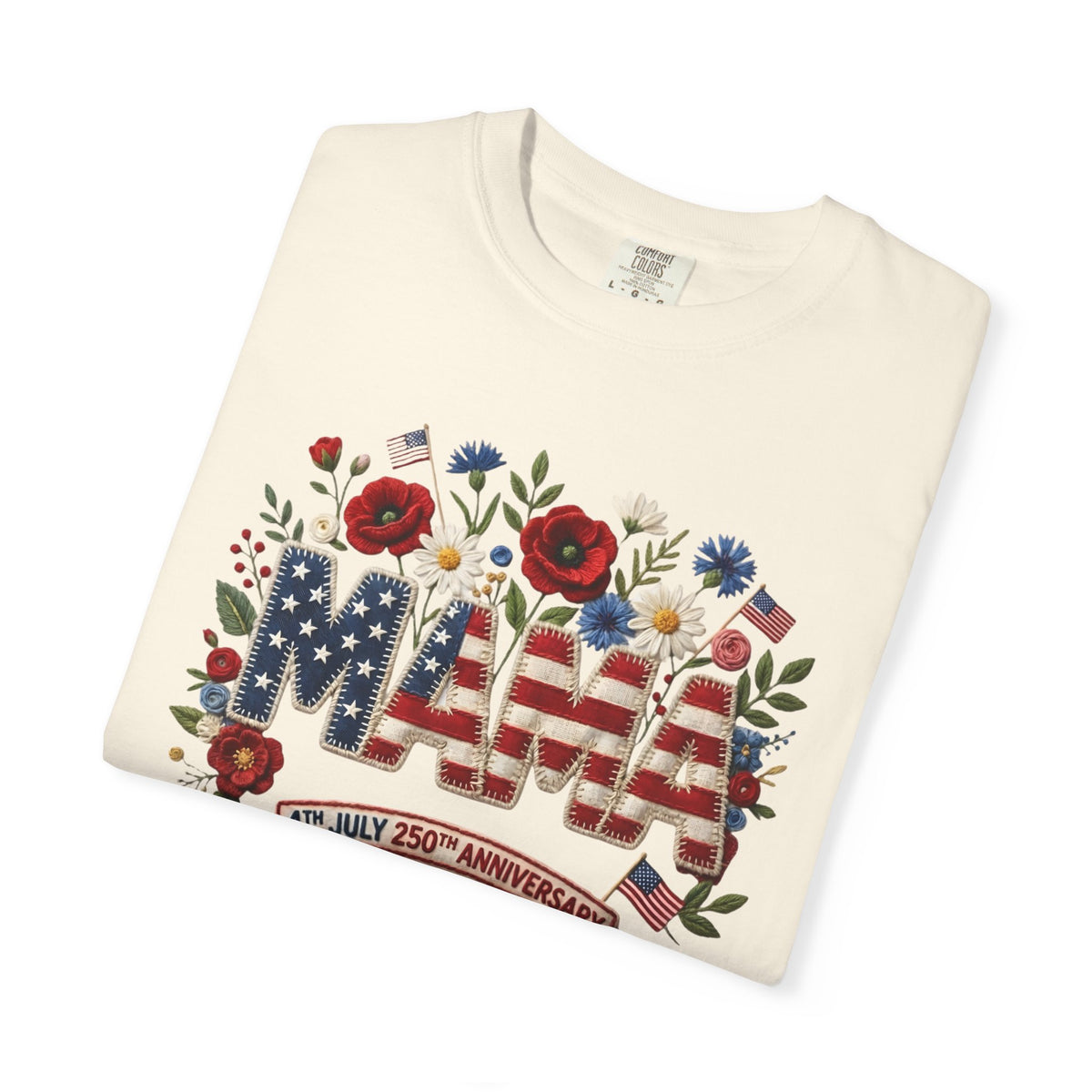 Mama Floral American Flag T-Shirt — Patriotic Mama Gift for Mother’s Day