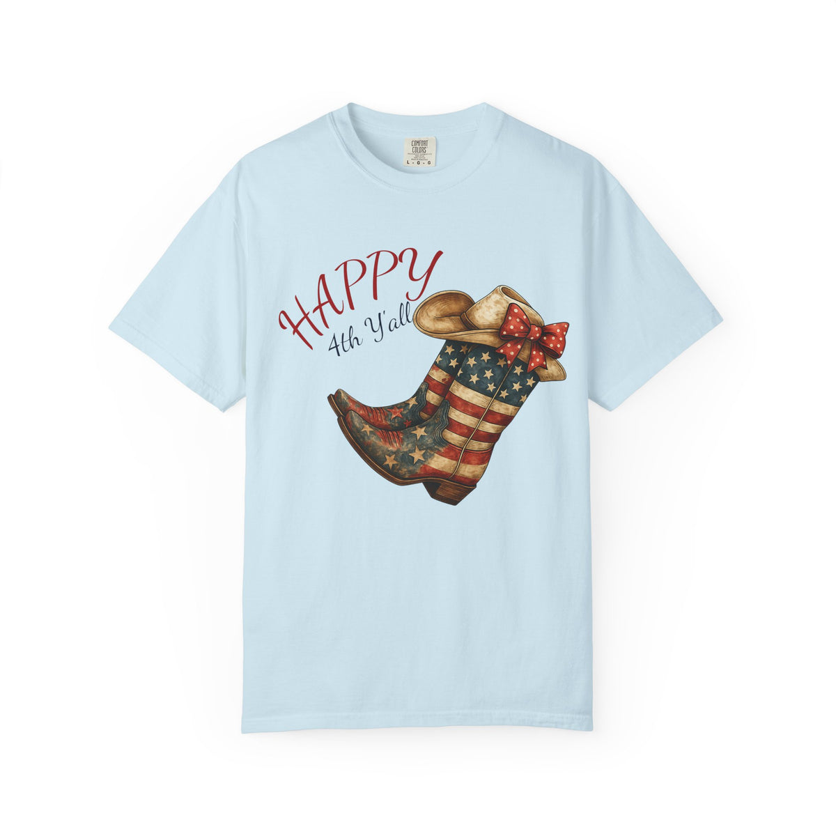 Happy 4th of July Cowboy Boot Graphic T-Shirt