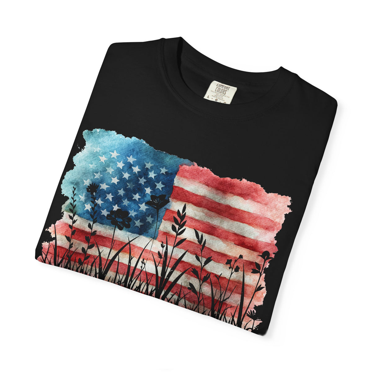 250 Years of Freedom American Flag & Flowers T-Shirt