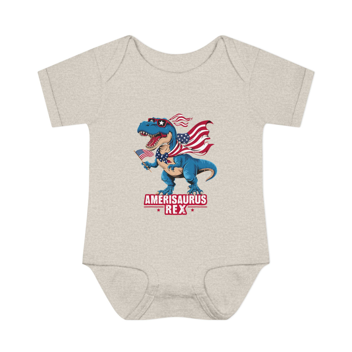 "Amerisaurus Rex" Patriotic T-Rex Baby Onesie (4th of July)