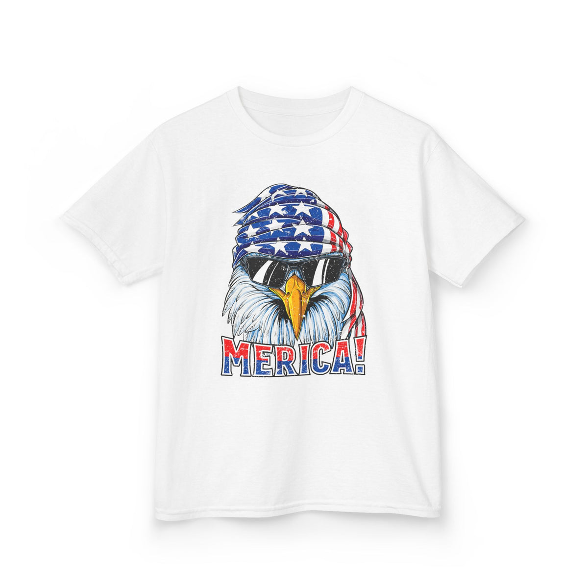 Kids Tee — 'MERICA! Bald Eagle with American Flag Bandana Patriotic Graphic T-Shirt