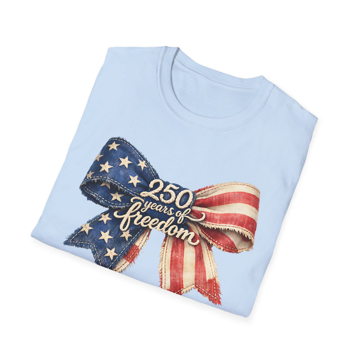Patriotic '250 Years of Freedom' Bow T-Shirt