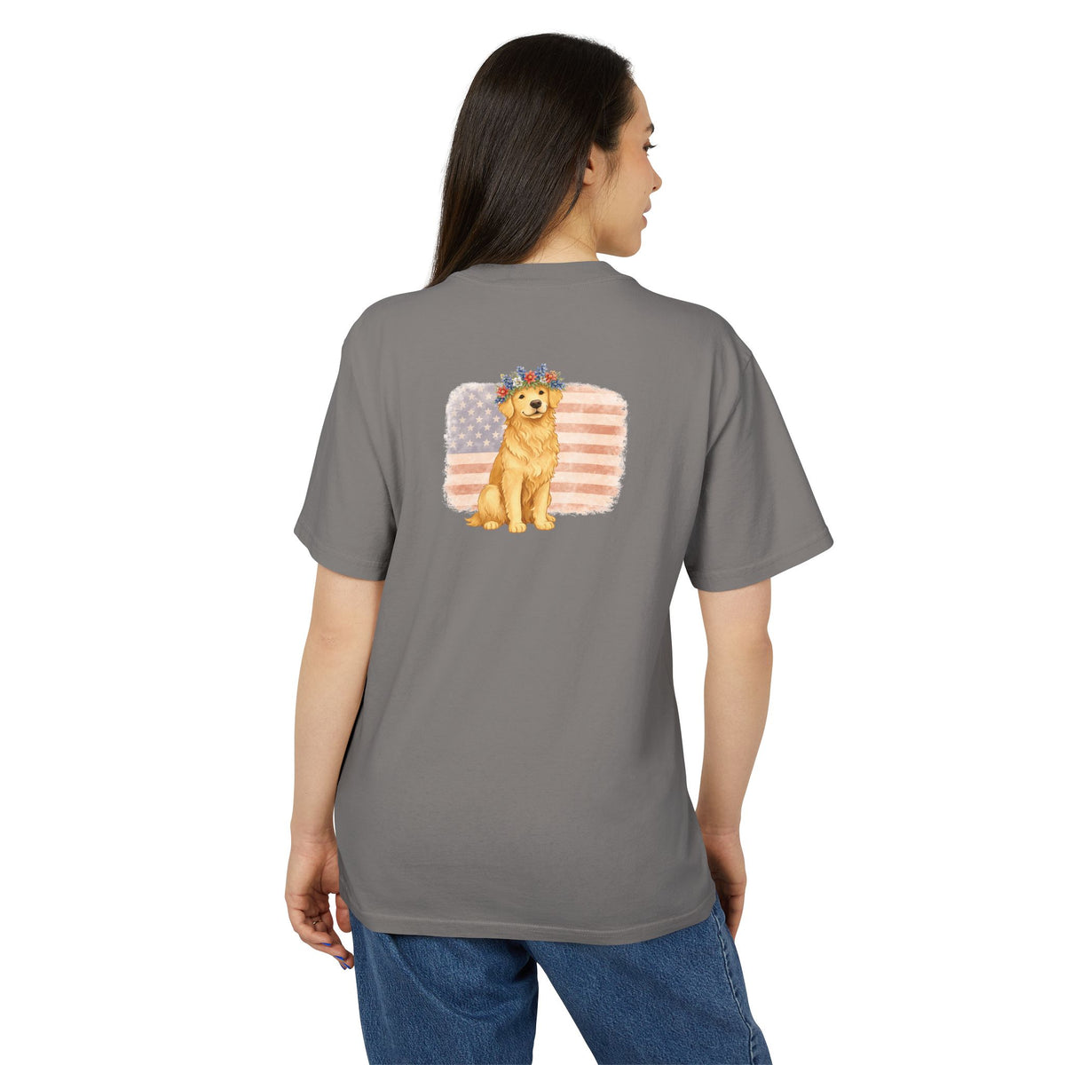 Premium Heavy Faded Tee - Golden Flower Crown
