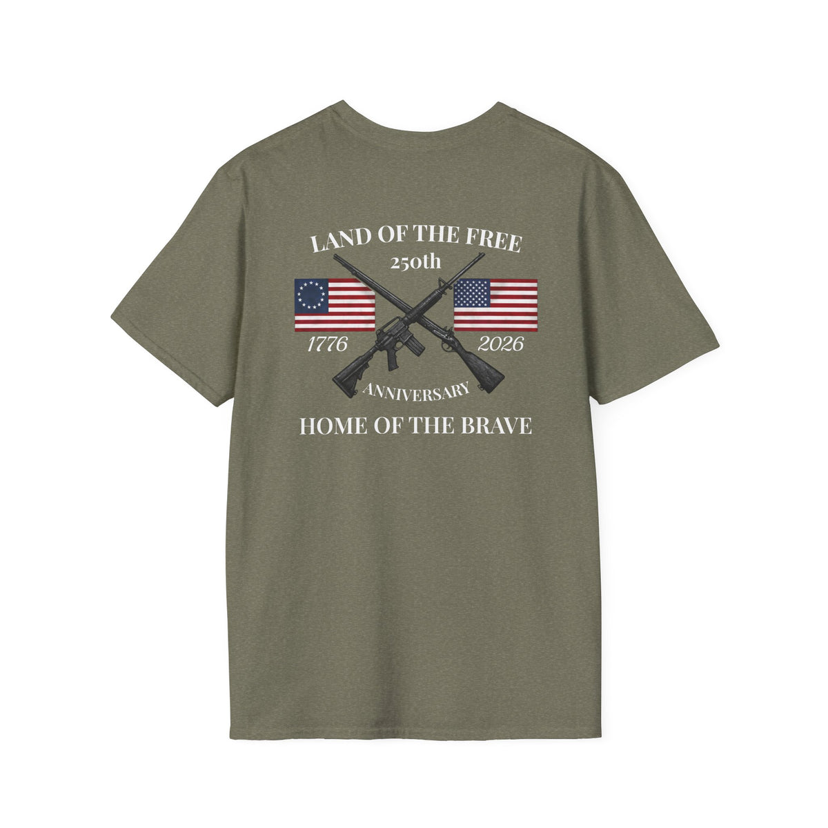 Patriotic 250th Anniversary T-Shirt — "Land of the Free, Home of the Brave"