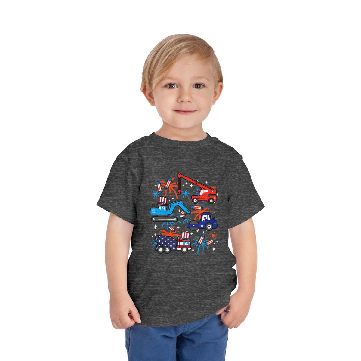 Patriotic Construction Trucks Toddler T-Shirt